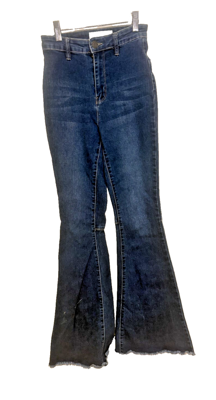 YMI Chloe Flare High Rise Women's Jeans Stretch Raw Hem Size 1/25